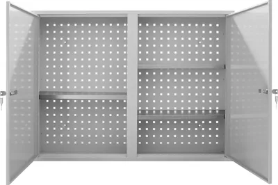 Produktbild von Werkzeugwandschrank mit 2 Türen + 3 Fachboden | HxBxT 75x100x20cm | Lichtgrau