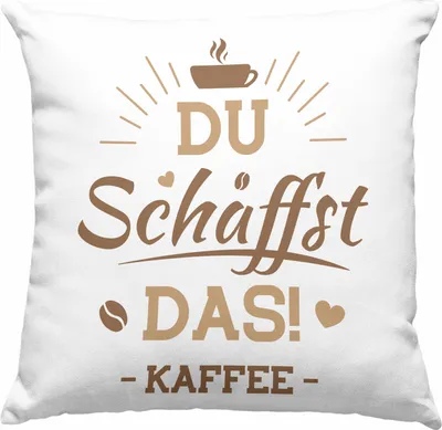 Produktbild von Trendation - Lustiger Spruch Kaffeetrinker Kaffeeliebhaber Kaffee Spruch Deko-Kissen mit Füllung 40x40 für Büro Arbeit Du Schaffst das (Grau)