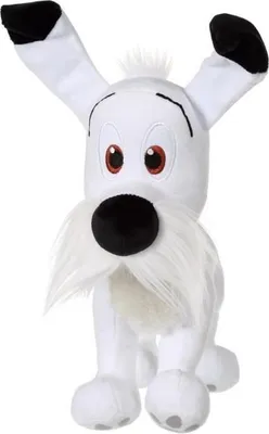 Image de Peluche Idéfix et les Irréductibles, 30cm, Blanc Noir, Boîte Cadeau