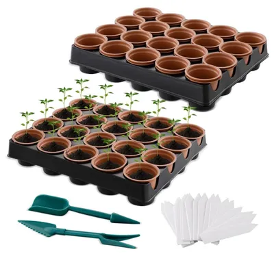 Obrázok produktu pre Elzusha – Súprava kvetináčov, 2 kusy. Kvetináče a sadeniace nádoby vhodné pre 40 rastlín. Opakovane použiteľné, čierna farba