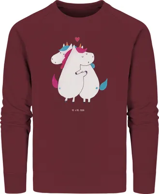 Produktbild von Mr. & Mrs. Panda Baumwoll Pullover Einhorn Mitteilung Größe M - Burgundy - Geschenk, Liebe, Sweatshirt, Partner, Unicorn, Valentinstag, Einhörner, Spruch, Sweater, Pulli