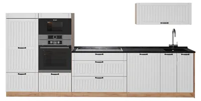 Produktbild von Küchenzeile Vicco Fame-Line Weiß Landhaus/Goldkraft Eiche 340 cm, AP Anthrazit, Model 64521