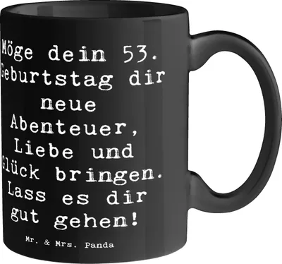 Produktbild von Mr. & Mrs. Panda haferl Spruch 53. Geburtstag Abenteuer - Schwarz - Geschenk, Bedruckte Tasse, Happy Birthday, Feiern, Kaffeebecher, Alter, besondere Wünsche, Glück