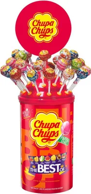 Produktbild von Chupa Chups The Best Of, Apfel, Cola, Creme, Erdbeere, Lutscher, Mehrfarbig, 12 g, Nuss, Soja, 100 Stück(e)