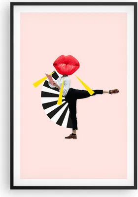 Produktbild von Gerahmtes Poster - Schwarzer Rahmen - Grafik Mund Mann - 61x91,5 cm - Wand Bild - Wanddeko - Wandbilder - Kunstposter - Wandposter - Bilderrahmen - Bilder - Kunstdruck Wanddekoration - P2BPA61x91-4559