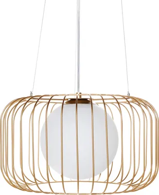 Obrázok produktu pre BELIANI Závesná lampa zlatá kovová železné tienidlo v tvare klietky industriálny štýl obývacia izba spálňa