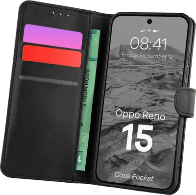 Produktbild von Handyhülle mit Klappe für Oppo Reno 15, Bizon Case Pocket, Schwarz