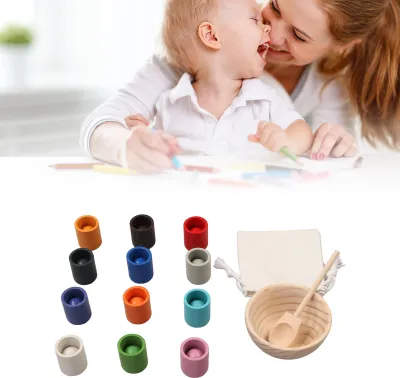 Produktbild von Bälle, Becher, Farbsortierspielzeug, Feinmotorik-Training, frühpädagogisches Sortierspiel aus Holz für Kleinkinder zu Hause W-120.6