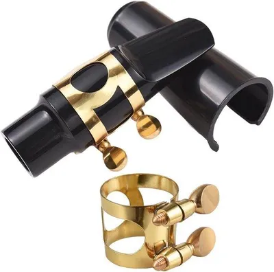 Productafbeelding van Altsaxofoon Mondstuk - Saxofoon Set - Muziek Maken - Vergulde Messing - 92 cm Lengte - Zwart Goud