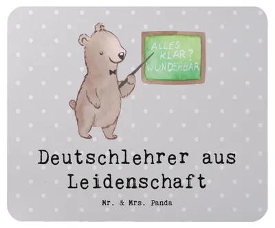 Produktbild von Mr. & Mrs. Panda Mauspad Deutschlehrer Leidenschaft - Grau Pastell - Geschenk, laptop mousepad, pc, Grundschule, Spruch, mousematte, Witzig, Mouse Pad, Lustig