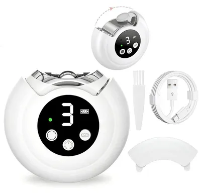 Produktbild von Automatischer Nagelknipser Elektrische Nagelfeile 3 in 1 mit 3 Geschwindigkeitsstufen LED Licht und integriertem Nagelauffangfach