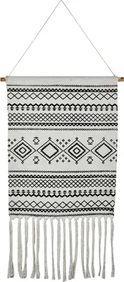 Produktbild von Marrakesch Boho Wandbehang Calegora 45x85 cm | Wandteppich Deko Makramee Grau | Gewebte Wanddeko für Wohnzimmer Schlafzimmer Flur Büro | Wandkunst modern im Skandi Stil