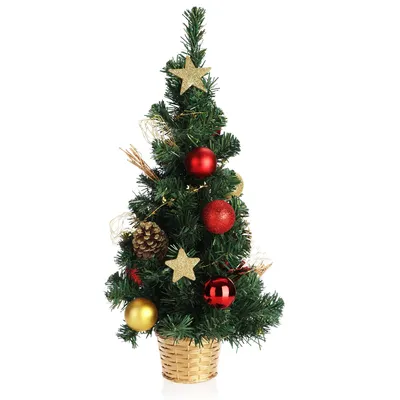 Produktbild von COM-FOUR® Künstlicher Weihnachtsbaum mit Christbaumkugeln - Geschmückter Tannenbaum für die Weihnachtsdekoration - Christbaum für die Deko zu Weihnachten