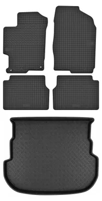 Productafbeelding van Rubberen automatten + kofferbakmat voor Mazda 6 I GG/GY 2002-2007 (stationwagen) – 5-delig, zwart, op maat – Wielganizator