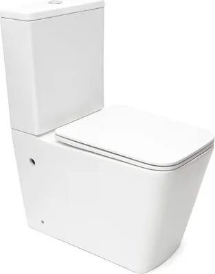 Produktbild von SAT Infinitio Stand-WC mit Spülkasten Kombi-WC Toilette Eckig spülrandlos bodenstehend Wasseranschluss von unten SoftClose WC-Sitz, weiß