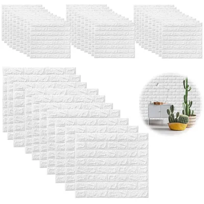 Produktbild von 40 Stück 3D-Wandpaneele, Steinoptik, selbstklebend, 35 × 38 cm, Kunststoffpaneel-Wandverkleidung, wasserfeste PVC-Ziegeltapete für den Innen- und Außenbereich, gewerbliche Nutzung (40) (40)