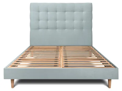 Produktbild von Bett mit gepolstertem Kopfteil – Samtstoff - 200 x 200 cm