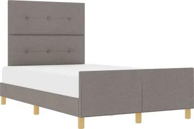 Image de vidaXL Cadre de lit avec tête de lit taupe 120 x 190 cm Tissu