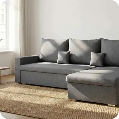 Produktbild von KomfortWelt24 Ecksofa mit Schlaffunktion und praktischem Bettkasten - Bequemer Eckcouch 216x134 cm L-Form MONDO Grau