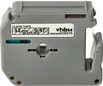 Produktbild von vhbw Schriftband-Kassette kompatibel mit Brother PT 65SCCP, 65SL, 65VP, 70, 70BBVP, 70BM, 70BMH Etiketten-Drucker 8m x 12mm Schwarz auf Transparent