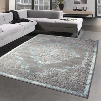 Produktbild von Vintage-Flair Orient Teppich verwaschen in silber-türkis Größe - 80 x 150 cm