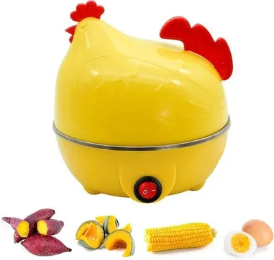 Immagine prodotto di Cuociauova elettrico a forma di gallina per 7 uova - Cuociauova automatico per uova sode, alla coque e alla coque