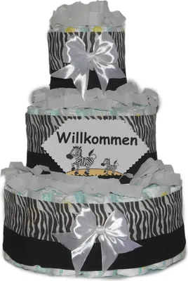 Produktbild von Windeltorte | Geschenk zur Geburt | Windelgeschenk neutral | Zebra