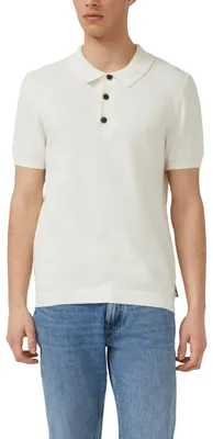 Produktbild von s.Oliver Herren Strickpullover – Polokragen, Regular Fit, Kurzarm – Weiß