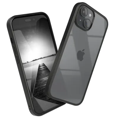 Produktbild von EAZY CASE Clear Hybrid Bumper Hülle für Apple iPhone 15, Handyhülle stoßfest mit Kameraschutz, Handycase dünn in Schwarz