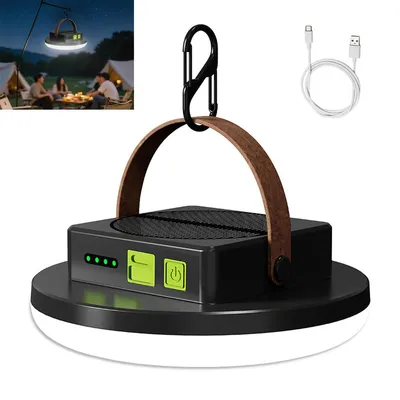 Produktbild von Solar Campinglampe,wiederaufladbare Outdoor Zeltlampe, 11200 mAh Akku, 100 LED, dualer Lichtmodus, Typ-C, wetterfest