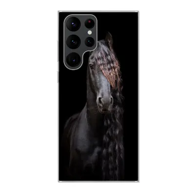 Produktbild von MuchoWow® Handyhülle Schutzhülle Hülle für Samsung Galaxy S22 Ultra Pferde - Friesisch - Mähne - Schwarz - Tiere Silikon Softcase Handy Hülle - Abbildung