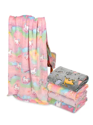 Produktbild von Leuchtende Mikroflanelldecke UNICORN 150x200 cm, rosa