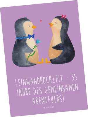 Produktbild von Mr. & Mrs. Panda Postkarte 35. Hochzeitstag Leinwandhochzeit - Lavendeltraum - Geschenk, Postkarten, Heirat, Jubiläum, bildkarte, Liebe und Zusammenhalt, Heiraten, Ehe