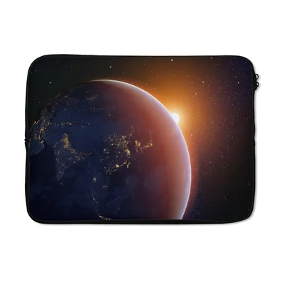 Produktbild von MuchoWow® Laptop Hülle 14 ZollSonnenaufgang über der Erde Laptoptasche - Laptoptasche - Stoßsicher - Schutzhaube