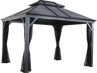 Image de Sojag Pavillon Mykonos 10x14 gris basalte 299 x 425 x 292 cm (L x l x h) Aluminium