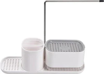 Produktbild von Famanu 4-in-1 Küchenorganizer mit Seifenspender und Halter - Schwarz