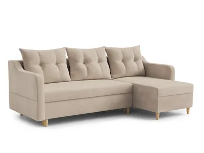 Image de AX LIVING Canapé d'angle avec fonction lit Balerno 224 cm - Design élégant en beige