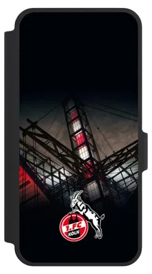 Produktbild von NIVOCASE Klapphülle für Samsung Galaxy A37 5G  Handyhülle aus Kunst Leder NIVOflip schwarz 1. FC Köln Offizielles Lizenzprodukt Stadion