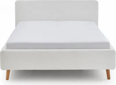 Produktbild von Doppelbett Dalila 180x200cm Teddy-Stoff mit Stauraum - weiß