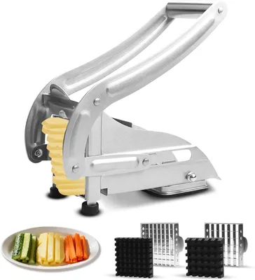 Immagine prodotto di Pommesschneider, affettatrice per patate in acciaio inossidabile con 2 inserti per lame, ideale per la cucina