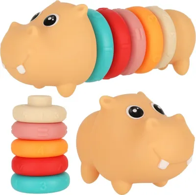 Image de Blocs sensoriels hippopotame, puzzle éducatif doux assorti