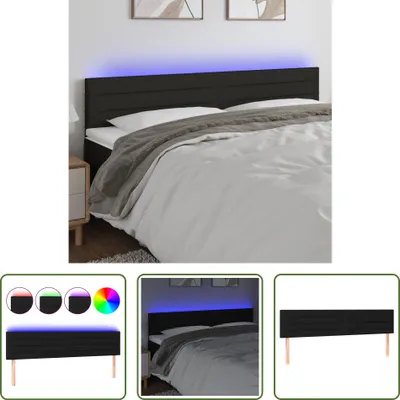 Produktbild von The Living Store LED Kopfteil Schwarz 180x5x78/88 cm Stoff