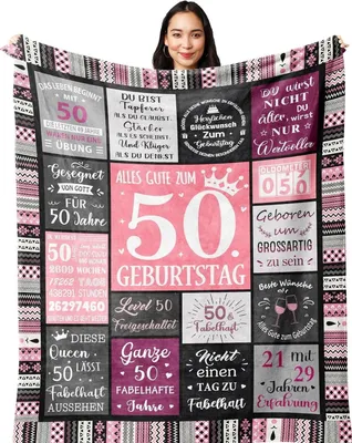 Produktbild von Yesbird 50 Geburtstag Frauen Deko Geschenk Decke 150x130CM