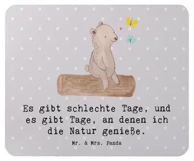 Produktbild von Mr. & Mrs. Panda Mousepad Bär Naturliebhaber - Grau Pastell - Geschenk, Nature Lover, Mouse Pad, Mauspad, laptop, Sport, pc mausunterlage, Outdoor, Wandern, computer