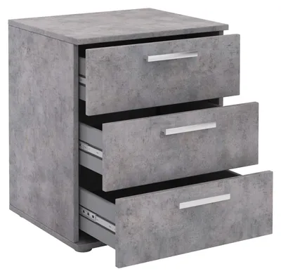 Produktbild von Nachttisch MARIELLA für Boxspringbett, moderner Nachtschrank Nachtkommode in Betonoptik, mit 3 Schubladen