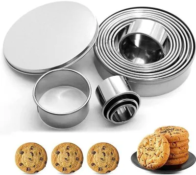 Produktbild von Ibenzoa® 11-teiliges Set runde Plätzchenausstecher, Edelstahl 304 rostfrei, Ø 2,3–9,2 cm, H 3 cm, spülmaschinenfest, mit Aufbewahrungsbox, für Plätzchen & Muffins