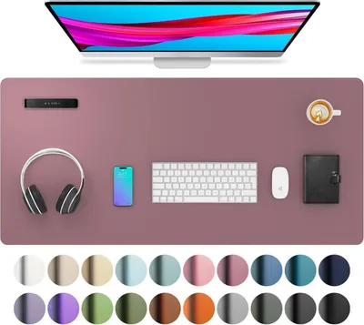Zdjęcie produktu dla Podkładka na biurko Aothia 91cm x 43cm fioletowa Podkładka pod mysz ze skóry PU