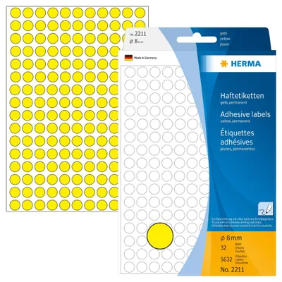 Produktbild von HERMA Markierungspunkte Durchmesser: 8 mm gelb 5.632 Stück