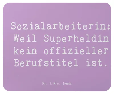 Produktbild von Mr. & Mrs. Panda Mouse Pad Spruch Sozialarbeiterin Heldin - Lavendeltraum - Geschenk, helfen, pc mauspad, Hilfeleistung, mousepad, soziale Arbeit, Beruf, Berufsalltag
