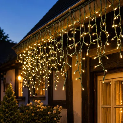 Produktbild von SALCAR Solar Eisregen Lichterkette 15,6m 480er LED Solar Lichtervorhang Fenster Außen,13 Modi Solarlichterkette Outdoor mit Fernbed